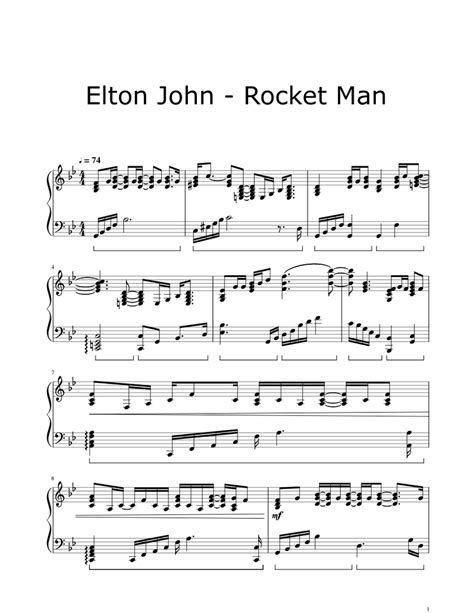 Elton John Rocket Man Sheet Music For Piano Solo