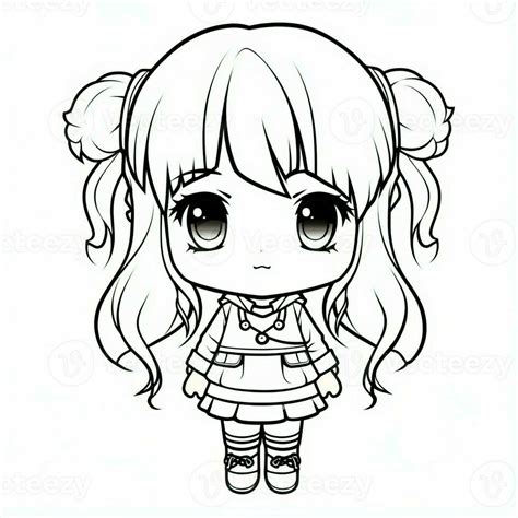 Anime Girl Coloring Pages 26672924 Stock Photo At Vecteezy