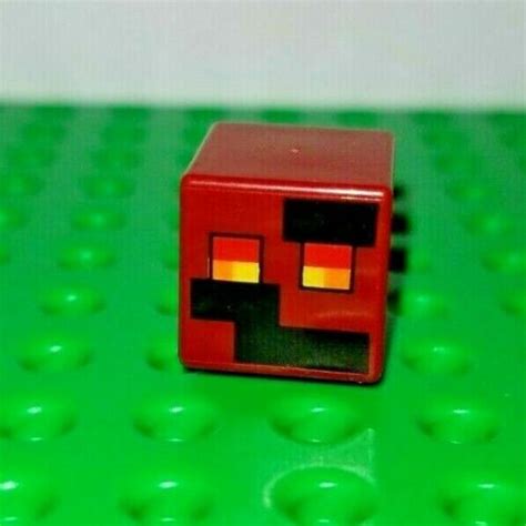 Lego Magma Minecraft Black Orange Red Cube Shaped Head Square Pixel
