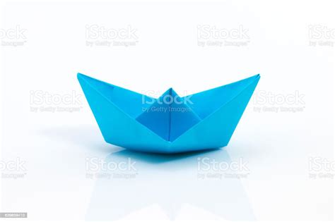 Close Up Origami Ship Isolated On White Background Stock Photo
