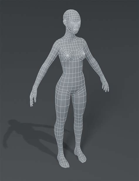 3d model female body base mesh 3d model vr ar low poly 1de