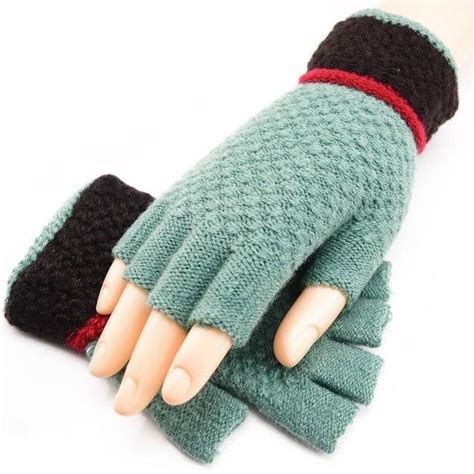 Visnxgi Black Knitted Stretch Half Finger Fingerless Gloves Winter Unisex Soft Warm Elastic