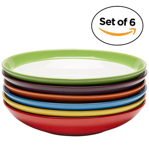 Premium Ceramic Set of 6, Colorful Meal Stoneware (Pasta and Salad 