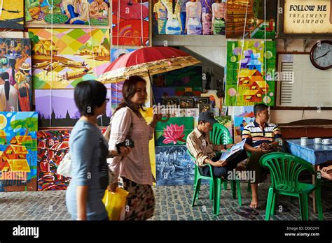 Myanmar Burma Yangon Rangoon Bogyoke Aung San Market Stock Photo