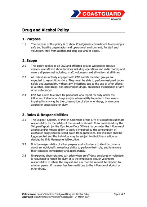 Drug And Alcohol Policy 9 Examples Format Pdf Examples