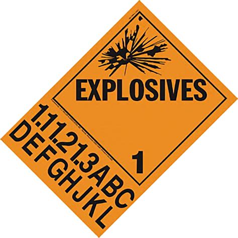 Division 1 1A 1 3L Explosives Placard Worded 10 Pk 10 75 X 14 875