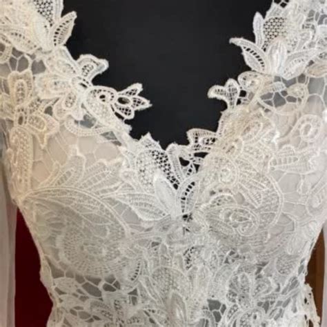 601w04 Ad Long Sleeves V Neck French Guipure Lace Lace Chiffon A Line Sheath Beach Wedding Dress