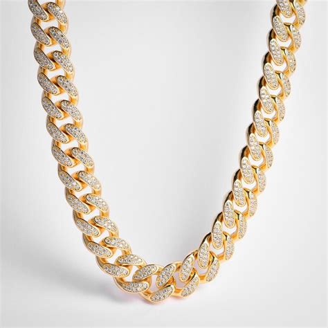 12mm 14K Gold Iced Out Cuban Link Chain (With images) | Cuban link chain, Chain, Chain styles