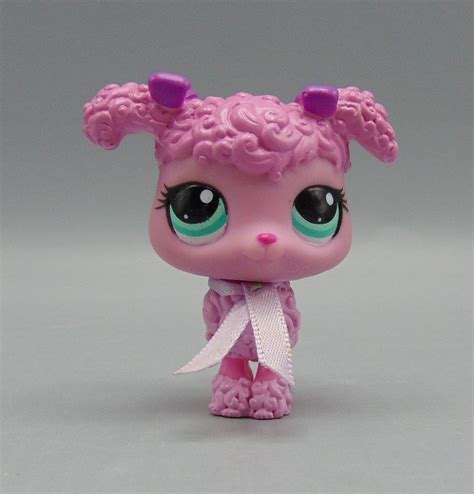 Littlest Pet Shop 3599 Pink Poodle Dog Teal Eyes Purple Ribbons Lps