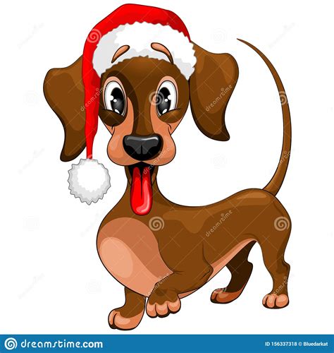 Cute polar bear and husky celebrating christmas. Dachshund Christmas Santa Cute Cartoon Character Vector Illustration Stock Illustration ...