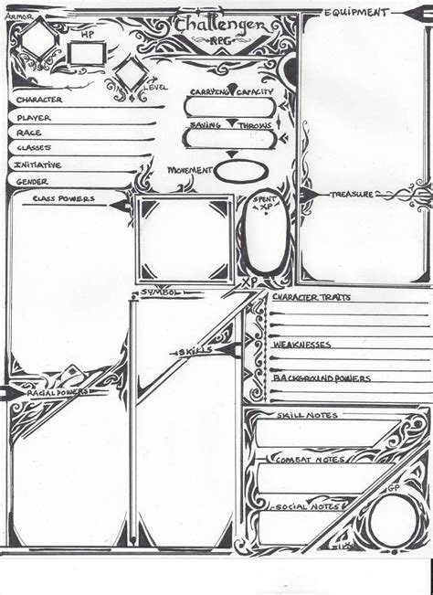 Rpg Character Sheet Character Sheet Template Male Character Game