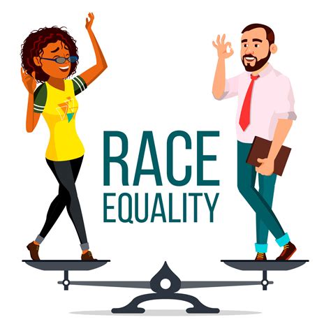 Race Equality Vector On Scales People Different Race And Skin Color Equal Rights Isolated