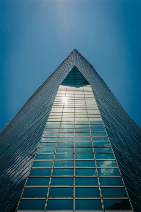 無料画像 地平線 建築 空 太陽光 超高層ビル ライン 反射 タワー ランドマーク ファサード 青 対称 形状
