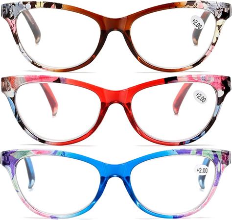 reavee 3 pack cat eye reading glasses for women ladies vintage stylish readers with floral