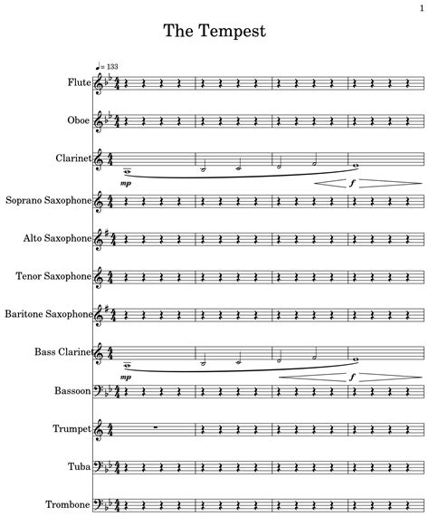 The Tempest Sheet Music For Flute Oboe Clarinet Soprano Saxophone