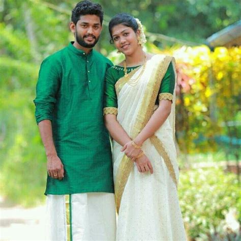 Kerala Engagement Dress Hindus Couple Engagement Dress For Groom Engagement Saree Couple