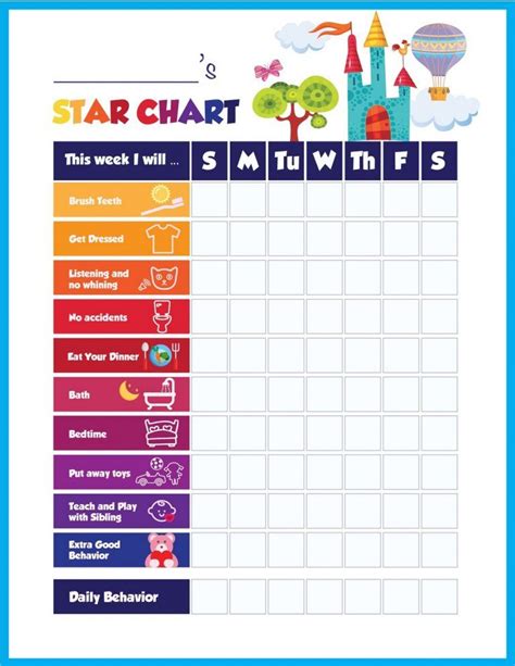Star Reward Chart Behavior Full Pages In 2020 Reward Chart Kids Star