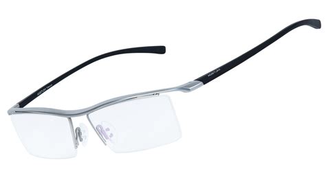mens pure titanium semi rimless eyeglasses business optical glasses frame clear lens buy online