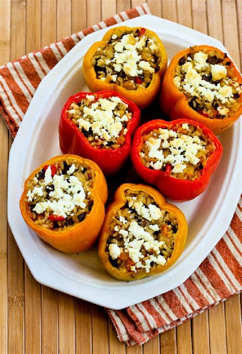 Vegetarian Stuffed Peppers With Mushrooms And Feta Kalyns Kitchen