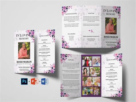 Trifold Funeral Program Template Funeral Program Template Etsy
