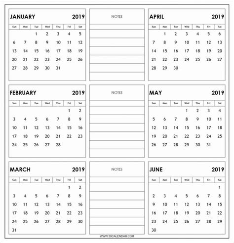 6 Month Free Printable Calendar Print Calendar Calendar Printables