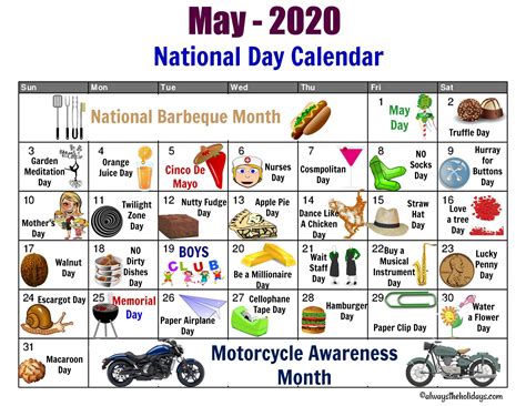 2021 National Food Holidays Printable Calendar Template