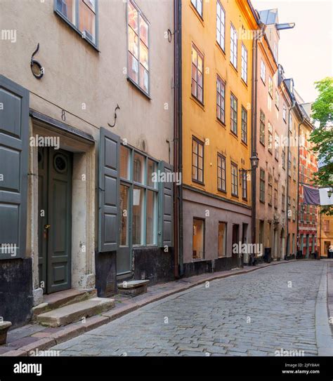 Narrow Alley Located In Gamla Stan The Old Town Of Stockholm Sweden