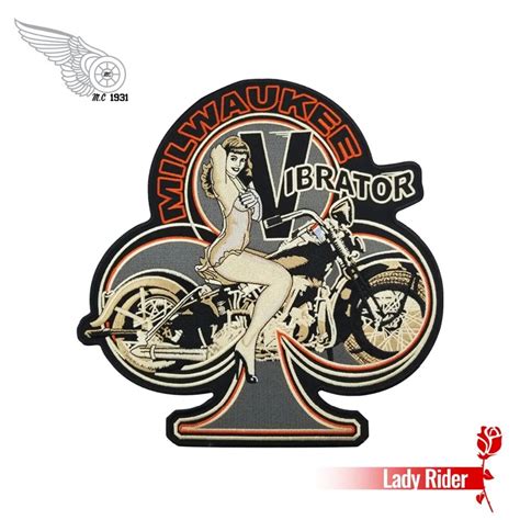 sexy woman motor biker vest rider embroidered iron on back of jacket patch black twill fabric
