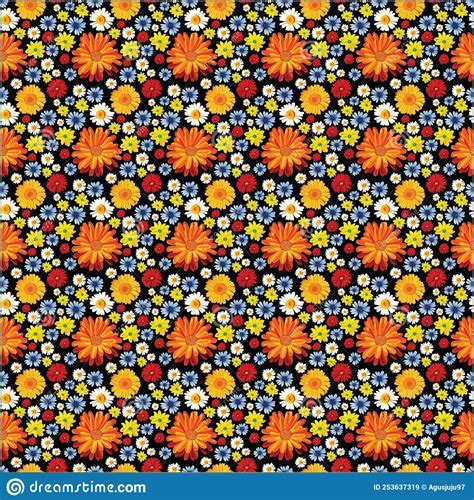 Illustration Seamless Flower Pattern Wallpaper Stock Illustration