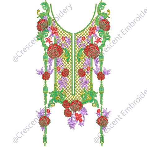 Download Nackline Embroidery Designs For Neck Crescent Embroidery