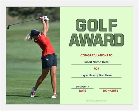 Golf Award Certificate Templates For Word Edit And Print