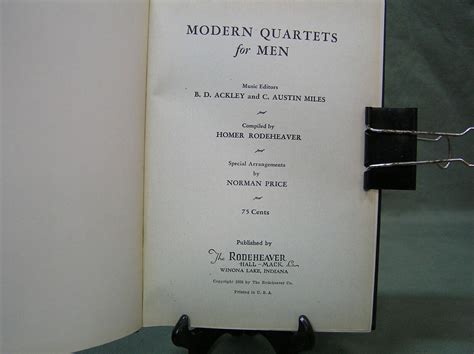 Modern Quartets For Men The Rodeheaver Co1938 Vintage Religious Music
