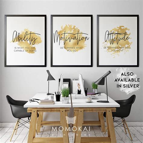 Home Office Motivational Wall Art Home Office Modern Set Of 3 Etsy In