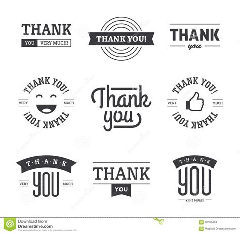 I originally designed these printable thank you tags as an easy way to add a thank you card to a gift. Black Thank You Labels And Signs Stock Vector ...