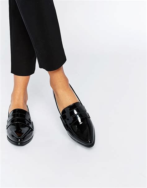 Daisy Street Daisy Street Patent Pointed Toe Loafer Flat Shoes At Asos