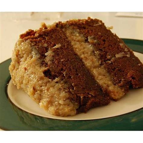 German chocolate cake is a layered chocolate cake with a filling consisting of shredded coconut and chopped pecans amongst its ingredients. Frosting for German Chocolate Cake with Sugar, Egg Yolks ...
