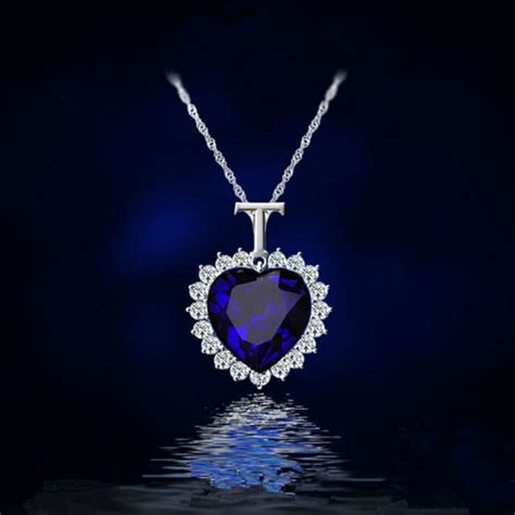 5x Titanic Heart Of The Ocean Sapphire Blue Diamond Pendant Necklace