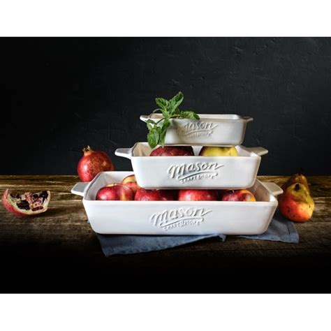 Mason Craft And More 3pc White Stoneware Bakeware Set