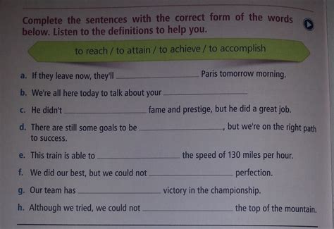 Complete The Sentences With The Correct Form Of The Words Below