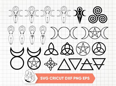 piece wiccan witchcraft symbols set svg png eps vector