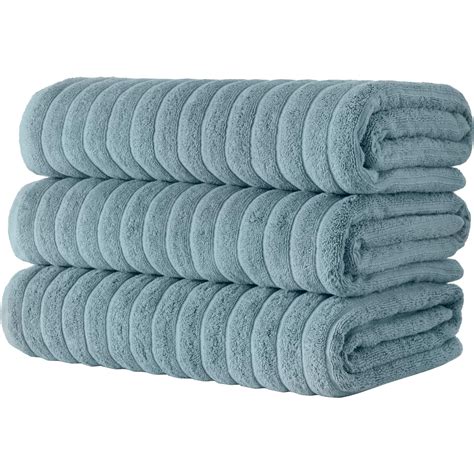 Cotton Ribbed Bath Sheet Towel Set Of 3 40x67