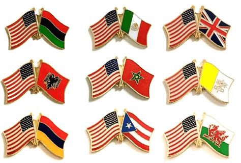 World Flag Lapel Pins Double Flag World Flag Pins