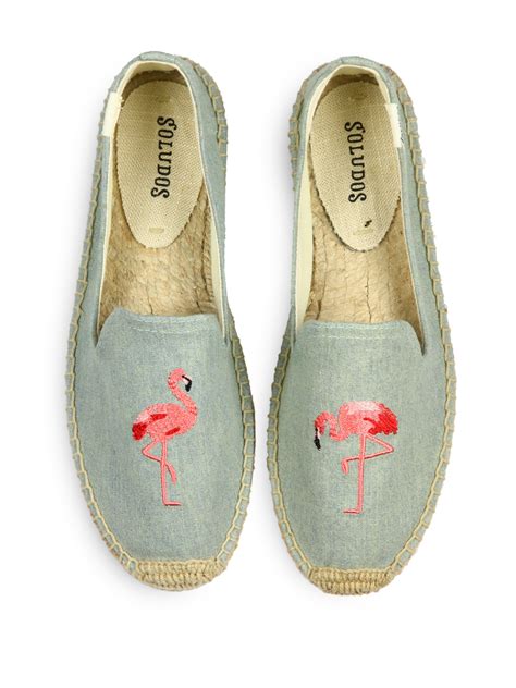 Soludos Flamingo Chambray Espadrille Flats In Blue Light Blue Lyst