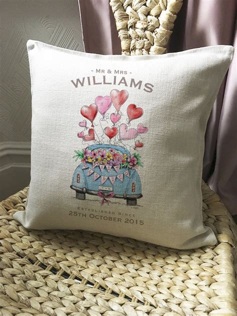 Personalised Wedding Cushion Cover Pillow Cover Anniversary Etsy