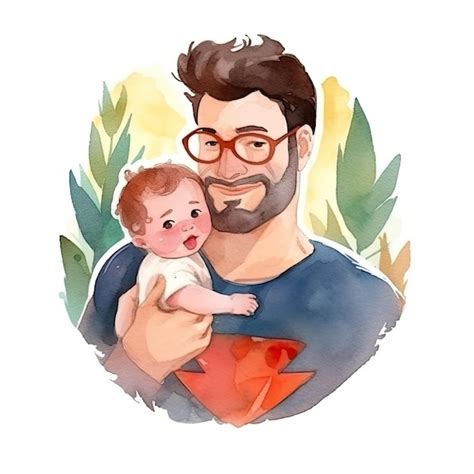 Premium Ai Image Fathers Day Father With Child Watercolor