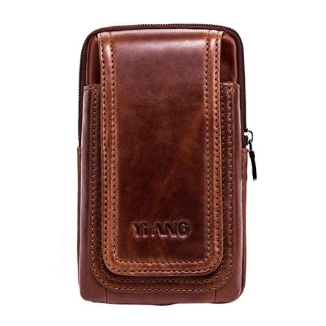 Aolvo Leather Vertical Men Cell Phone Belt Pouch Loop Holster Case Belt