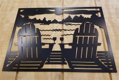 Adirondack Chairs Beach Scene Metal Wall Art Plasma Cut Home Decor T
