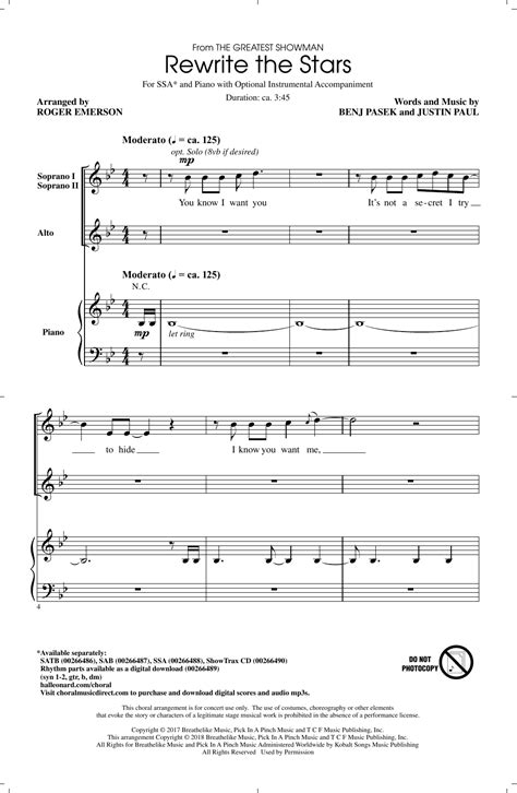 Rewrite The Stars From The Greatest Showman Arr Roger Emerson