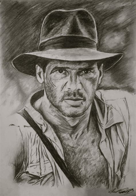 Indiana Jones Charcoal By Portraitpaulo On Deviantart