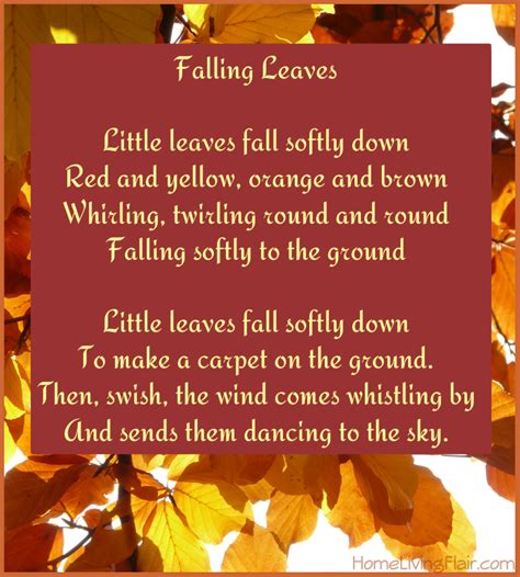 An Autmn Poem About Leaves Home Living Flair Autumn Poems Leaf
